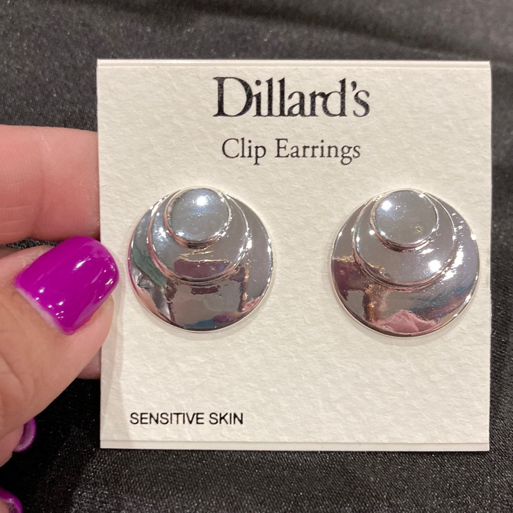 DILLARD’S silver clip earrings sensitive skin